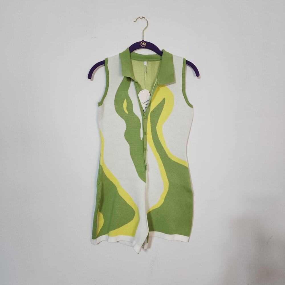 Retro Summer Romper Fit NWT Psychedelic 60s 70s Palm Beach Inspired